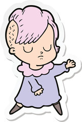 sticker of a cartoon woman