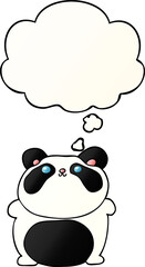 cartoon panda and thought bubble in smooth gradient style