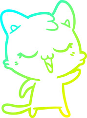 cold gradient line drawing cartoon cat