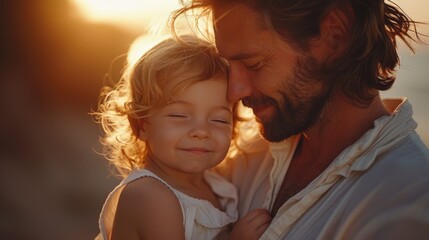Father and Daughter Embrace at Sunset, Love Personified