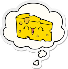 cartoon cheese and thought bubble as a printed sticker