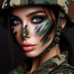 Portrait of a beautiful female soldier