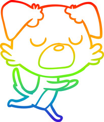 rainbow gradient line drawing cartoon dog