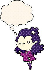 cartoon vampire and thought bubble in comic book style