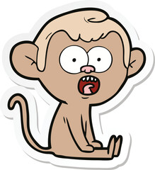 sticker of a cartoon shocked monkey