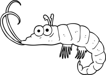 black and white cartoon shrimp