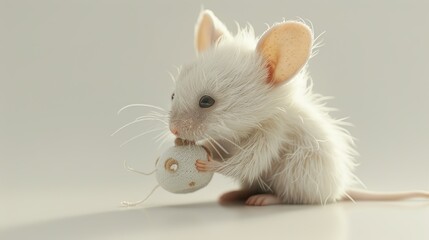 whisker waltz: a white mouse's playful journey with a toy