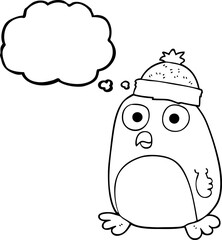 thought bubble cartoon penguin