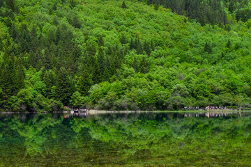 Jiuzhai Valley National Park Summer View in Sichuan Province, China