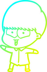cold gradient line drawing cartoon happy boy