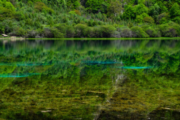 Jiuzhai Valley National Park Summer View in Sichuan Province, China