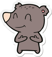 sticker of a friendly bear cartoon