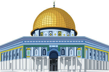 Obraz premium Vector Design Dome of the Rock Mosque in Jerusalem Palestine