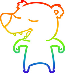 rainbow gradient line drawing cartoon bear