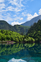 Jiuzhai Valley National Park Summer View in Sichuan Province, China