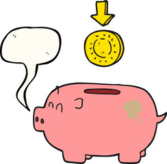 speech bubble cartoon piggy bank