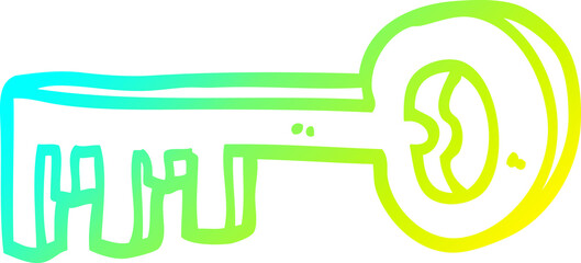 Fototapeta premium cold gradient line drawing cartoon metal key