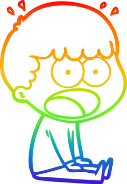 recommend clip art: rainbow gradient line drawing cartoon shocked man