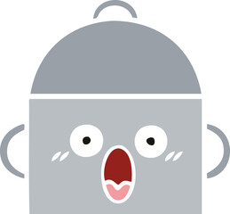 flat color retro cartoon cooking pot