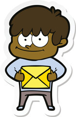 sticker of a happy cartoon man