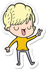 sticker of a cartoon woman talking