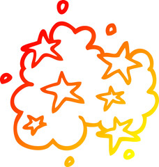 warm gradient line drawing cartoon magical cloud