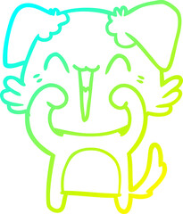 cold gradient line drawing happy little dog cartoon
