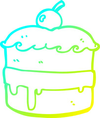 cold gradient line drawing cartoon cake