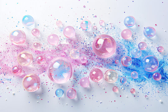 Colorful bubbles with iridescent hues float against a gradient backdrop.
