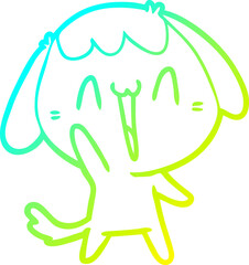 cold gradient line drawing cute cartoon dog