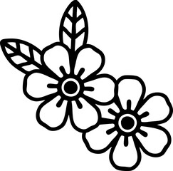 black line tattoo of flowers