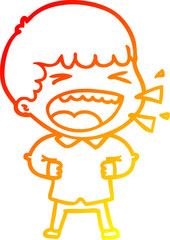 Obraz premium warm gradient line drawing cartoon laughing man