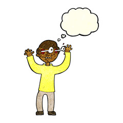 cartoon man with eyes popping out of head with thought bubble