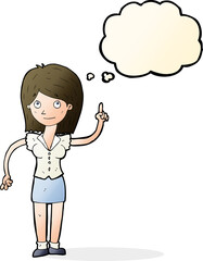 cartoon woman with idea with thought bubble