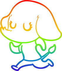 rainbow gradient line drawing cute cartoon elephant