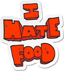 sticker of a cartoon i hate food symbol