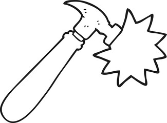black and white cartoon hammer