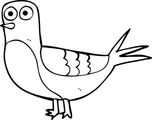 black and white cartoon pigeon