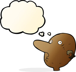 cartoon balding man with thought bubble
