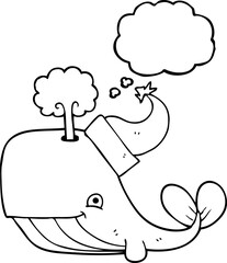 thought bubble cartoon whale wearing christmas hat