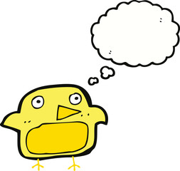 cartoon bird with thought bubble