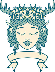 elf druid character face with banner illustration