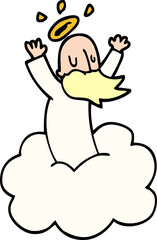 cartoon doodle god on cloud