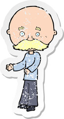 retro distressed sticker of a cartoon man with mustache
