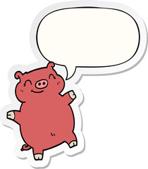 cartoon pig and speech bubble sticker