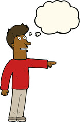 cartoon man pointing with thought bubble