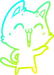 cold gradient line drawing happy cartoon cat