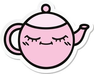 Obraz premium sticker of a cute cartoon teapot