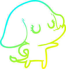 cold gradient line drawing cute cartoon elephant