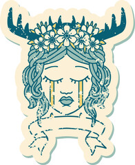 crying human druid with banner illustration